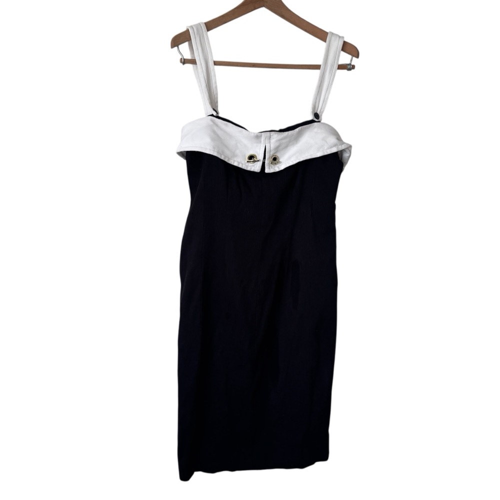 Worth New York Black White Colorblock Midi Dress Toggle 90s Business Sexy